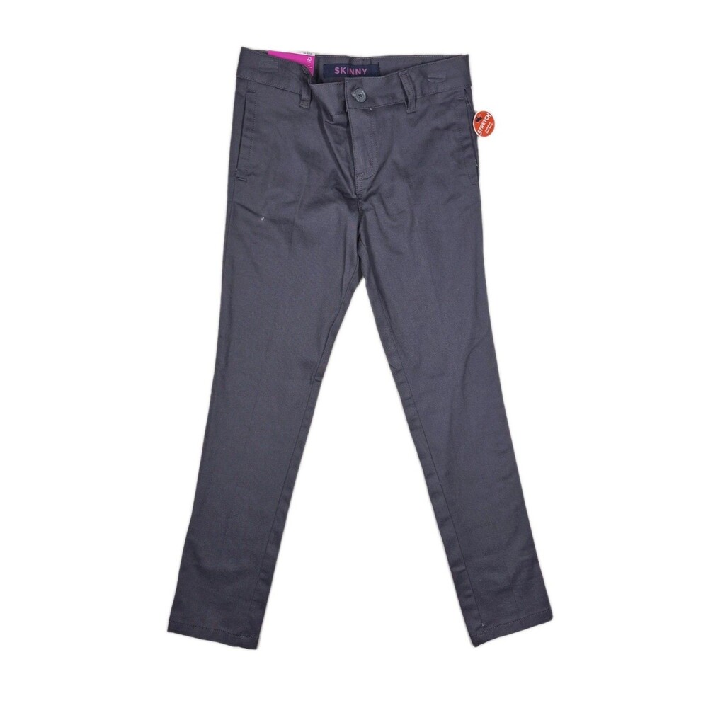 French Toast Girls Skinny Pants Size 10 Gray Stretch Adjustable Waist School Uni